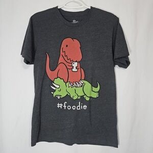Goodie Two Sleeves Dinosaur Foodie Tee Funny Graphic T Rex Shirt Unisex Sz S